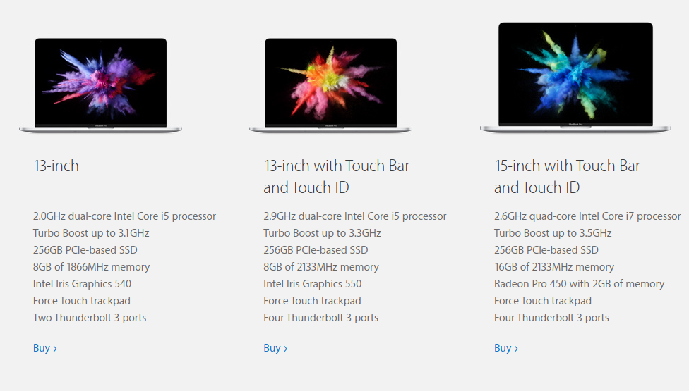 Macbook pro  versions